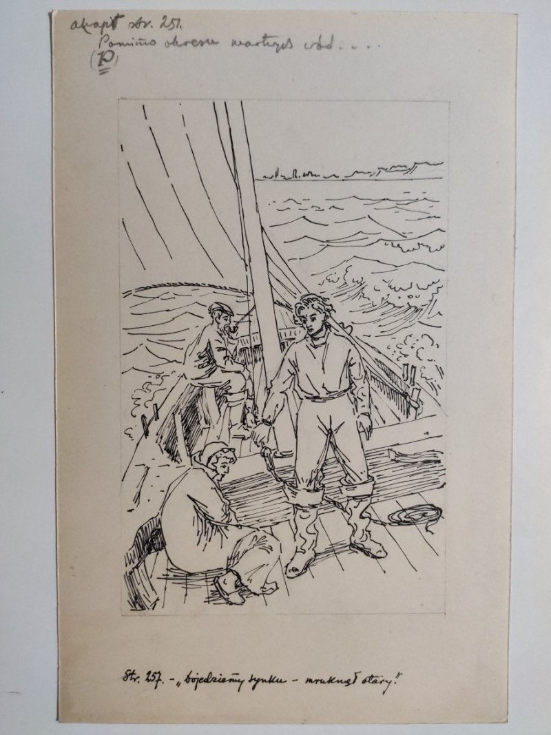 ILUSTRACJA – MĘŻCZYŹNI NA STATKU