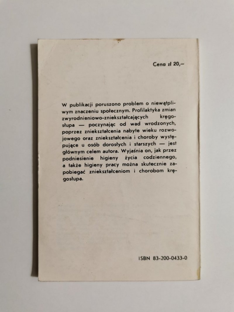 WADY I BÓLE KRĘGOSŁUPA - Tomasz Żuk 1982
