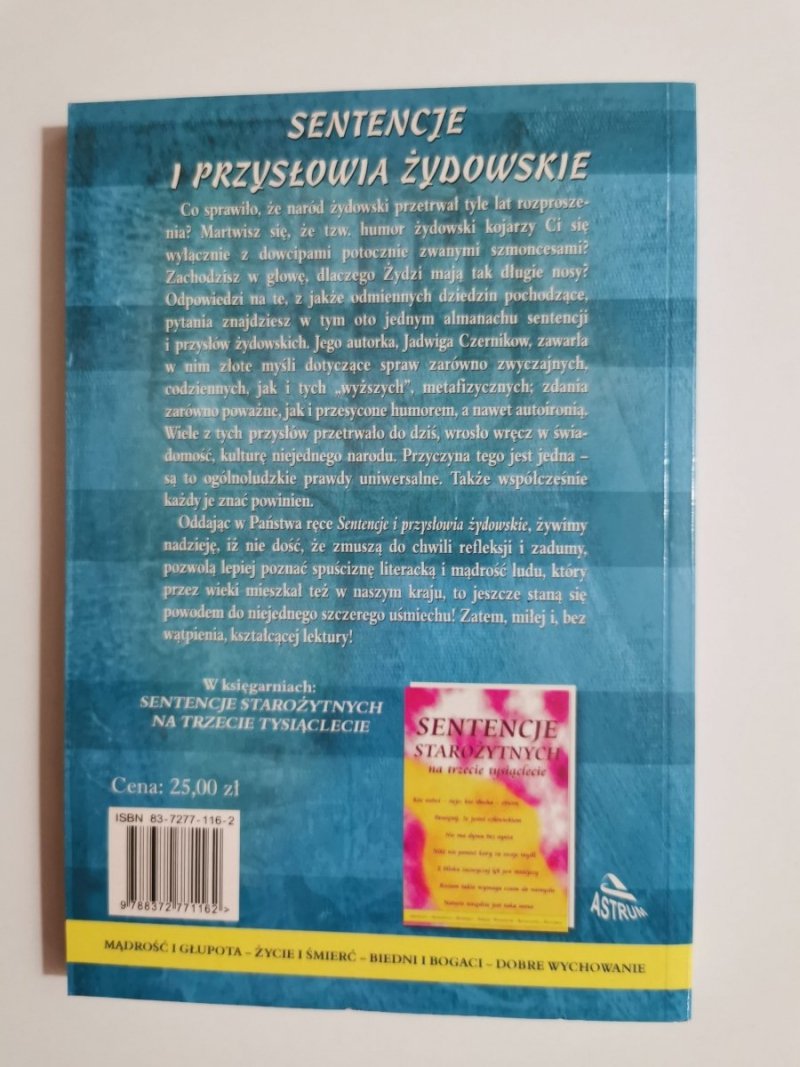 SENTENCJE I PRZYSŁOWIA ŻYDOWSKIE - Jadwiga Czernikow 2000