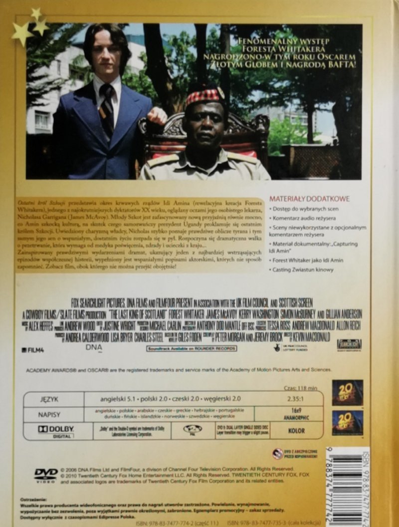 DVD. OSTATNI KRÓL SZKOCJI