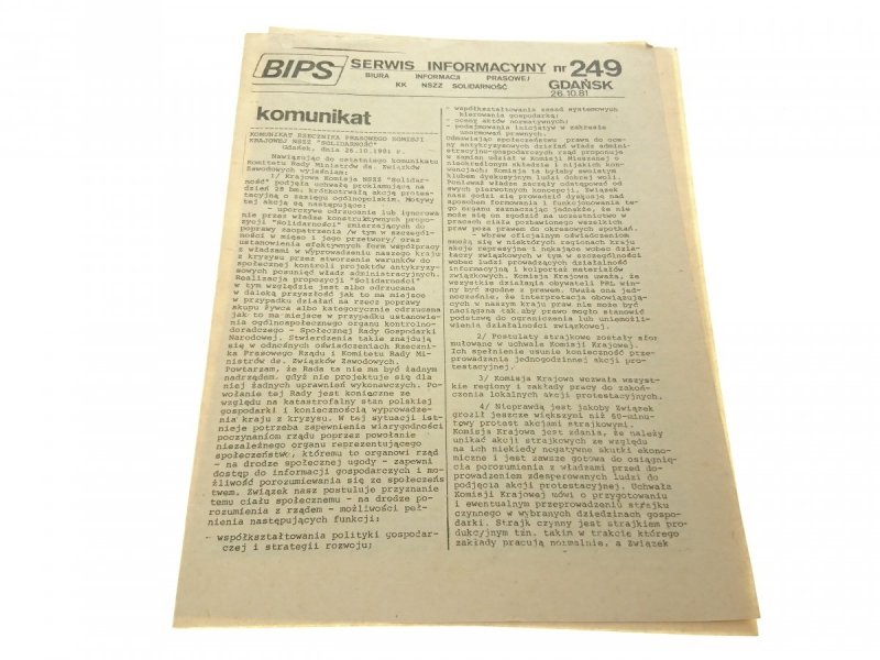 BIPS. SERWIS INFORMACYJNY NR 249 26.10.1981