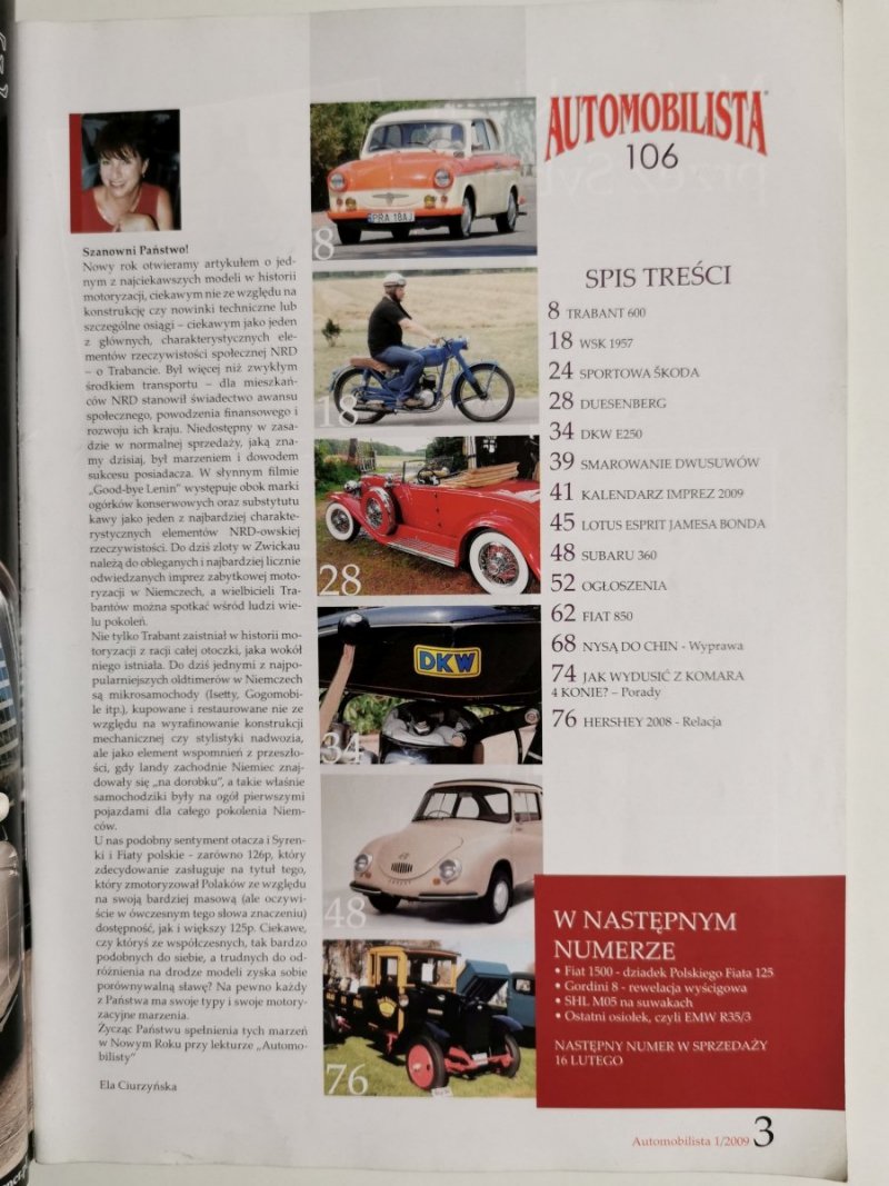 AUTOMOBILISTA NR 1/2009 TRABANT 600 