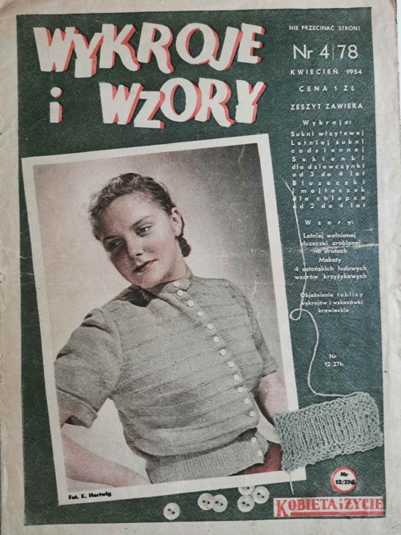 WYKROJE I WZORY NR 4/78 KWIECIEŃ 1954 