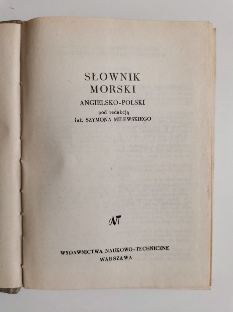 SŁOWNIK MORSKI ANGIELSKO-POLSKI - red. Szymon Milewski 1964