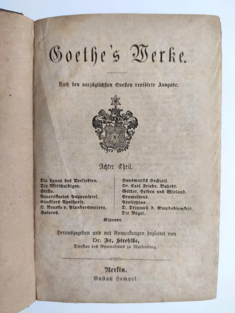 GOETHE’S WERKE VIII- IX OK. 1880 - W. Goethe