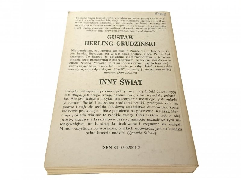 INNY ŚWIAT - Gustaw Herling-Grudziński 1989
