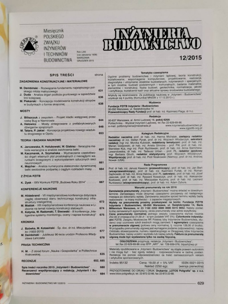 INŻYNIERIA I BUDOWNICTWO NR 12/2015