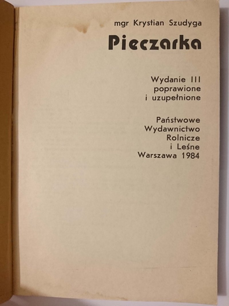 PIECZARKA - mgr Krystian Szudyga 1984