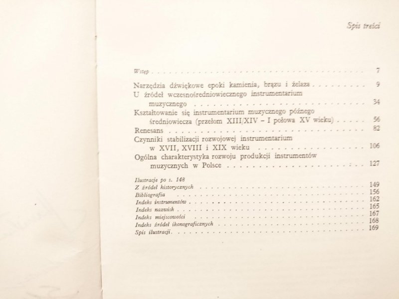 INSTRUMENTY MUZYCZNE NA ZIEMIACH POLSKICH - Wł. Kamiński 1971