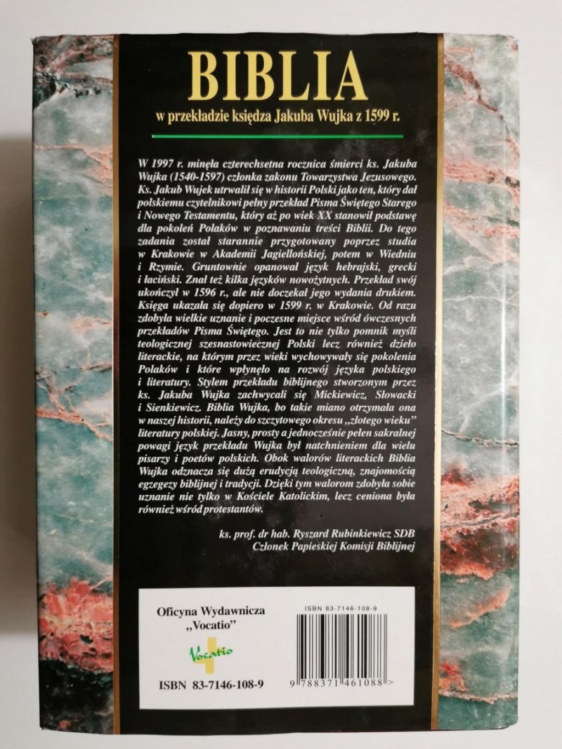 BIBLIA W PRZEKŁADZIE JAKUBA WUJKA Z 1599 r. TRANSKRYPCJA TYPU B 2000