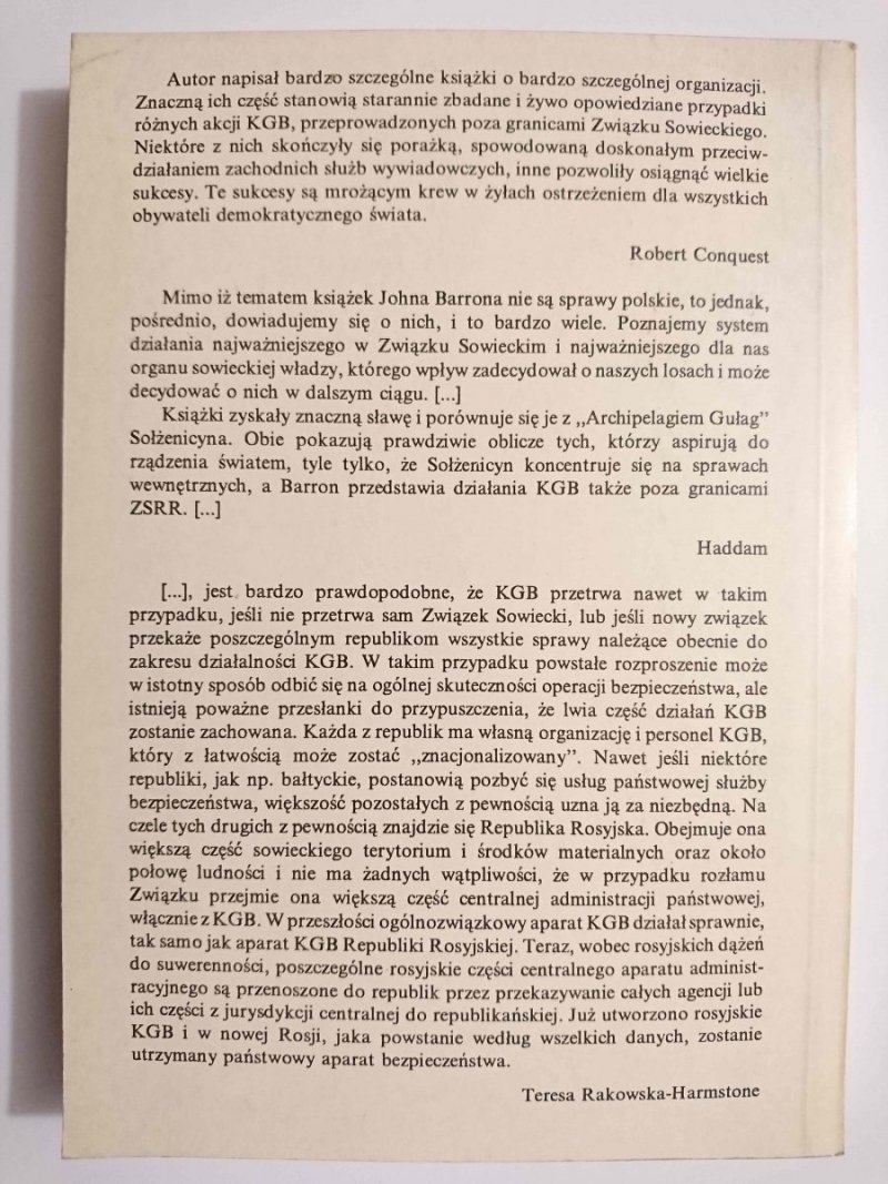 KGB DZISIAJ NIEWIDZIALNA RĘKA - John Barron 1991