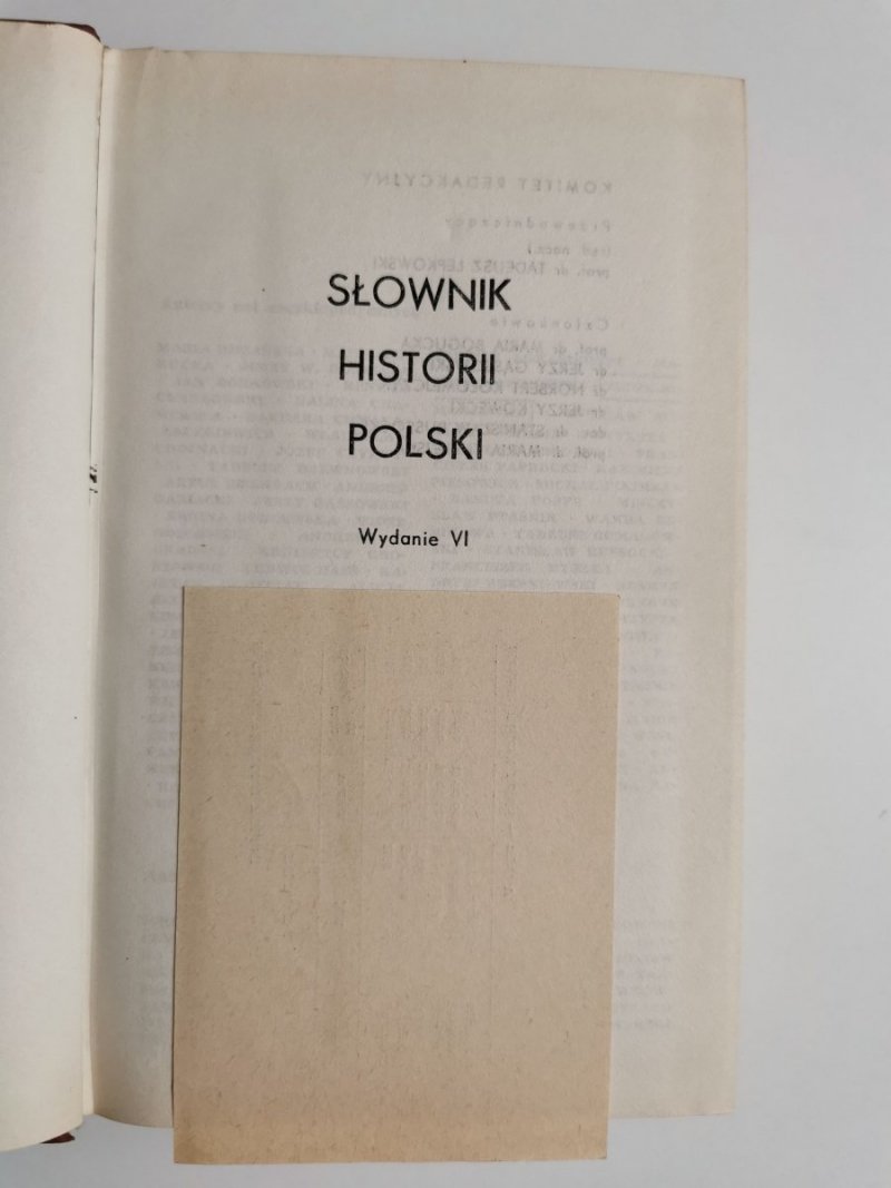 SŁOWNIK HISTORII POLSKI – red. T. Łepkowski 1973
