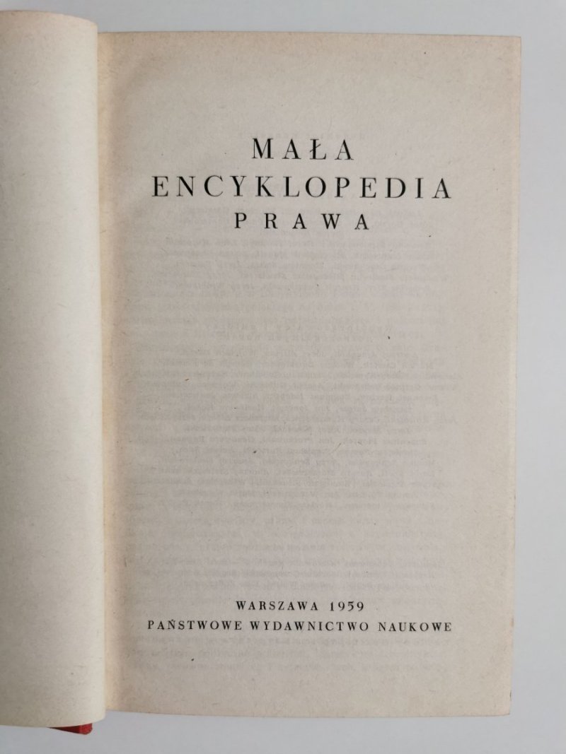 MAŁA ENCYKLOPEDIA PRAWA - red. Leon Kurowski 1959