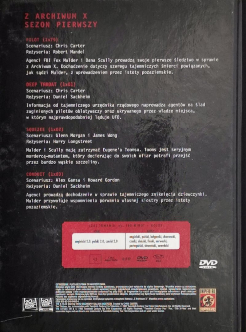 DVD. Z ARCHIWUM X KOLECJA CZĘŚĆ 1