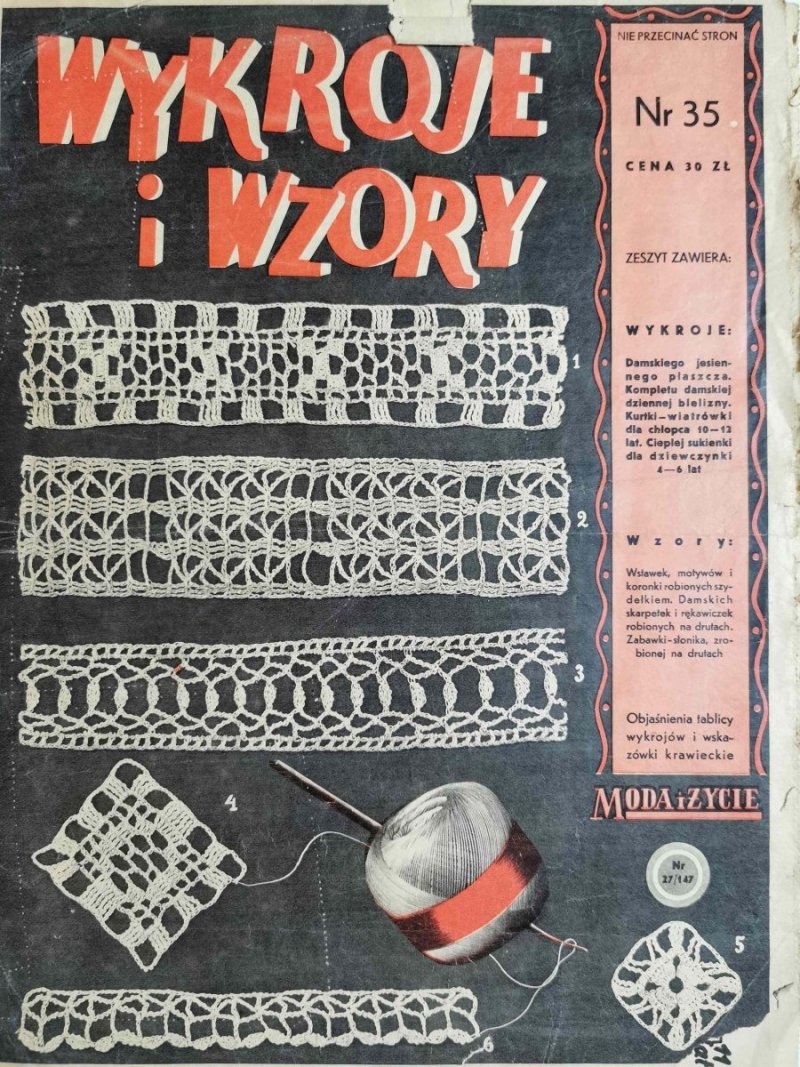 WYKROJE I WZORY NR 35 MODA I ŻYCIE NR 27/147