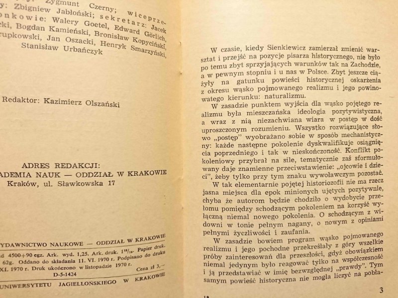 NIEKTÓRE ŹRÓDŁA POPULARNOŚCI TRYLOGII SIENKIEWICZA - Stanisław Zabierowski 1970