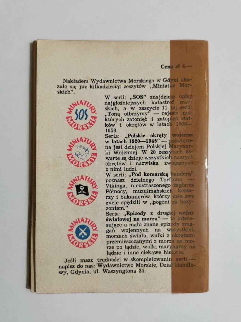 MINIATURY MORSKIE. ODWET ZA PEARL HARBOR - Jan Piwowoński 1959