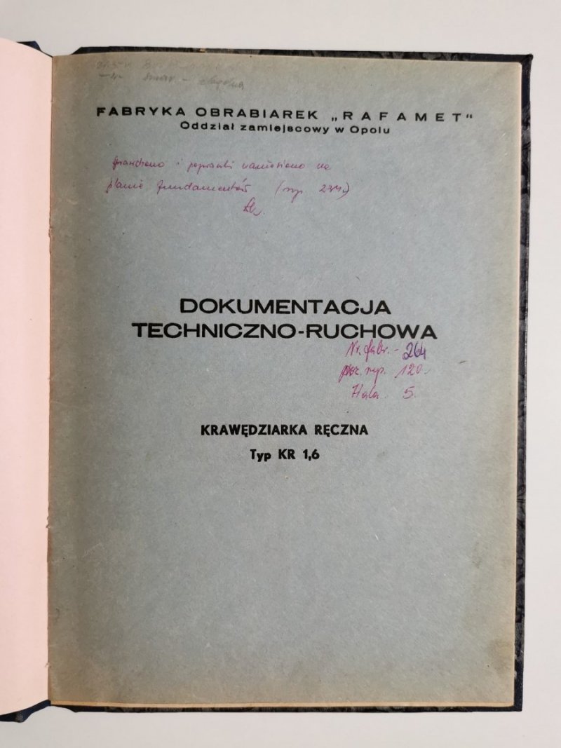 DOKUMENTACJA TECHNICZNO-RUCHOWA KRAWĘDZIARKA RĘCZNA TYP KR 1,6 