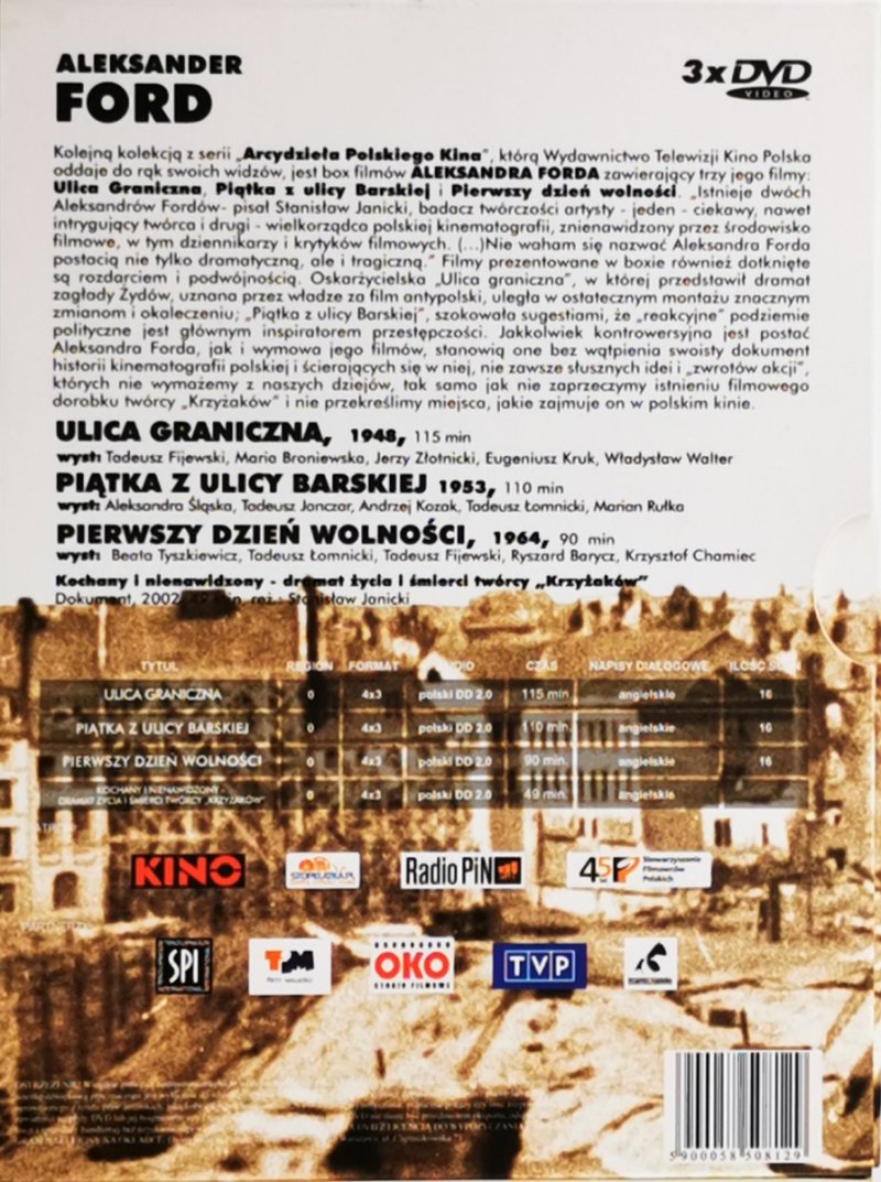 DVD. ALEKSANDER FORD ARCYDZIEŁA POLSKIEGO KINA - KOMPLET 3 x DVD