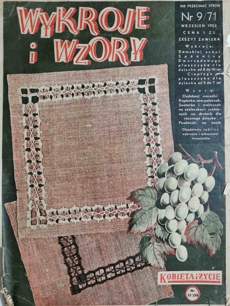 WYKROJE I WZORY NR 9/71 WRZESIEŃ 1953 