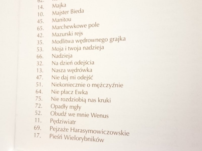 ŚPIEWNIK SPIS TREŚCI