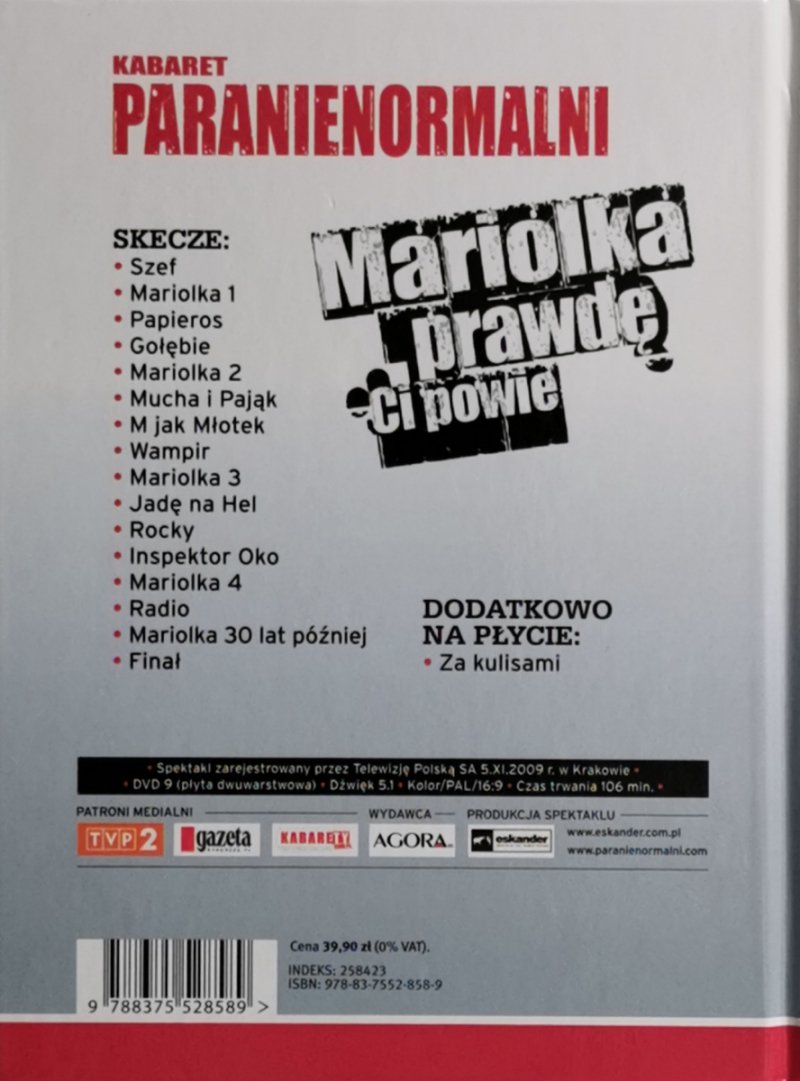DVD. PARANIENORMALNI KABARET. MARIOLKA PRAWDĘ CI POWIE