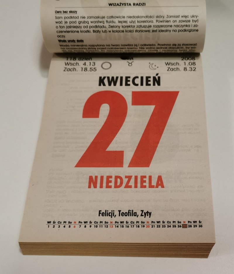 JEDNODNIOWY KALENDARZ DLA SMAKOSZY 2008
