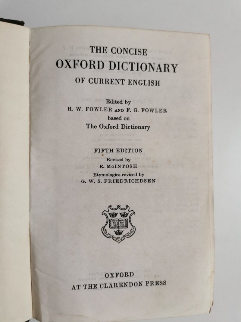 THE CONCISE OXFORD DICTIONARY OF CURRENT ENGLISH 1964