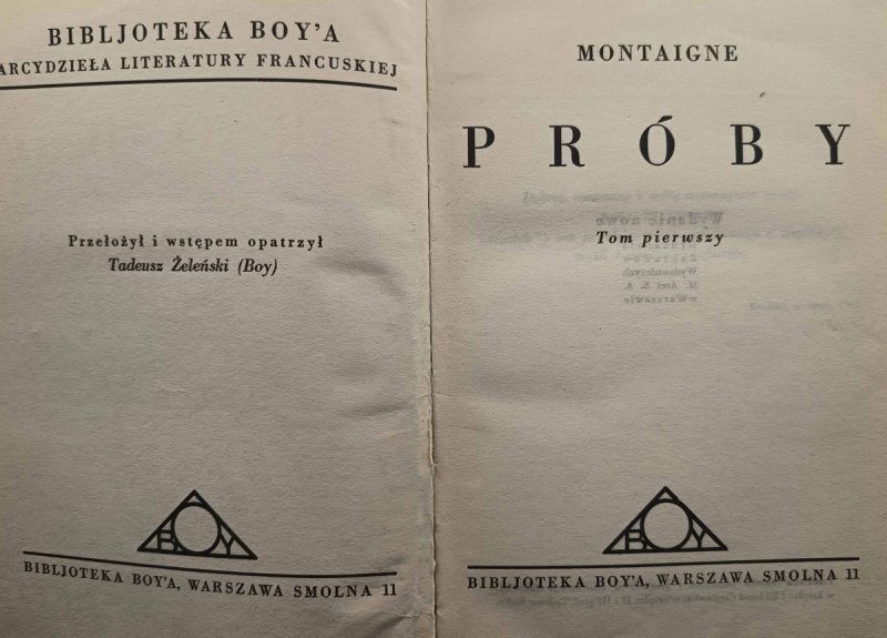 PRÓBY tom I  – 1915 R. - Montaigne