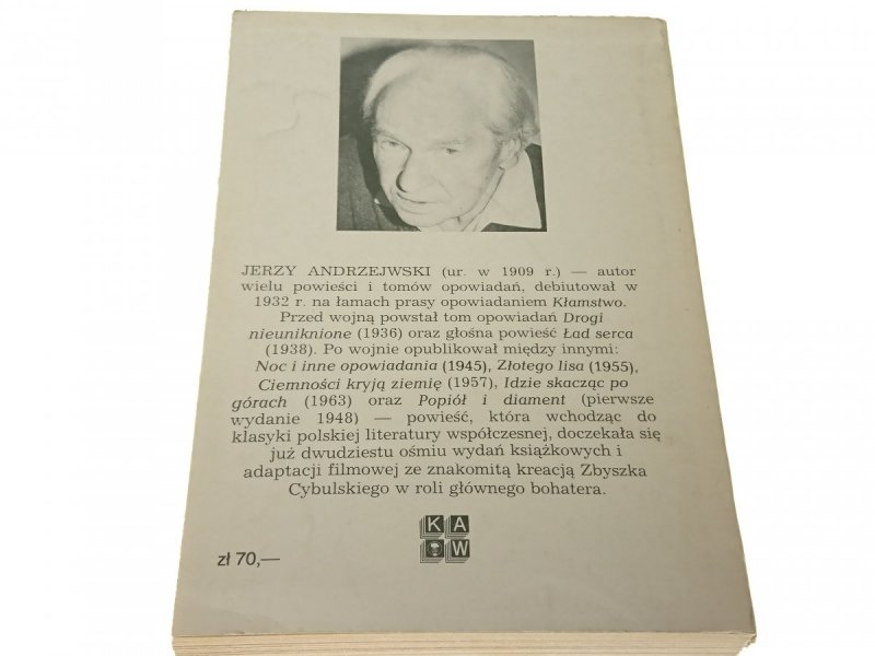 POPIÓŁ I DIAMENT - Jerzy Andrzejewski 1982