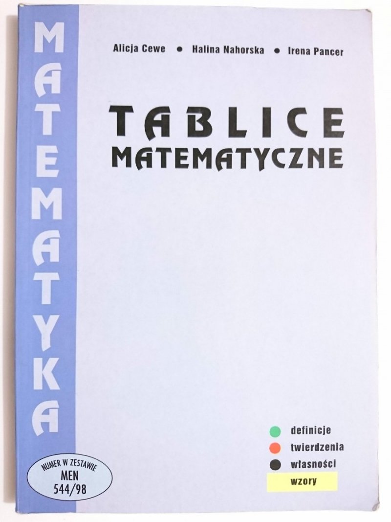 MATEMATYKA. TABLICE MATEMATYCZNE - Alicja Cewe 2002