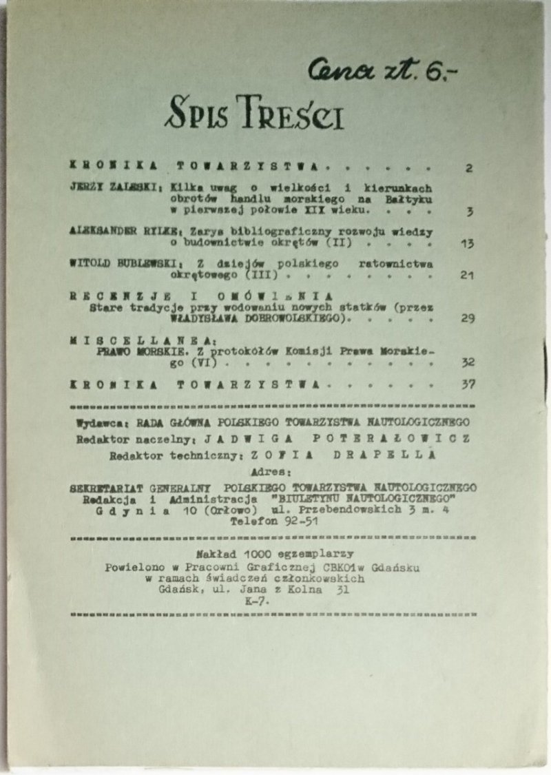 BIULETYN NAUTOLOGICZNY ROK II LIPIEC-SIERPIEŃ 1959