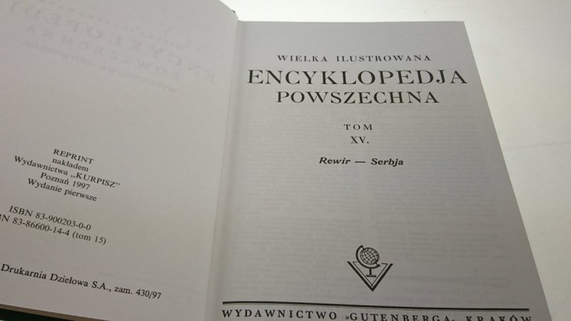 ENCYKLOPEDJA POWSZECHNA TOM XV REWIR - SERBJA