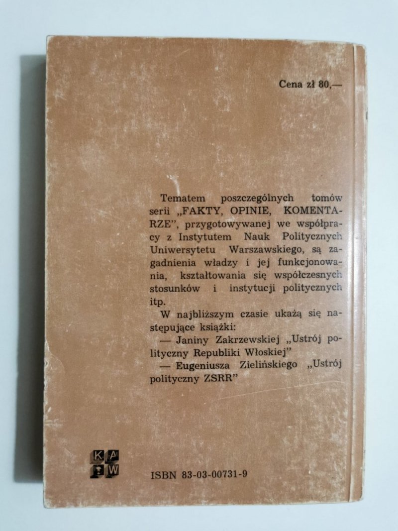 USTRÓJ POLITYCZNY REPUBLIKI FEDERALNEJ NIEMIEC - Leszek Garlicki 1985