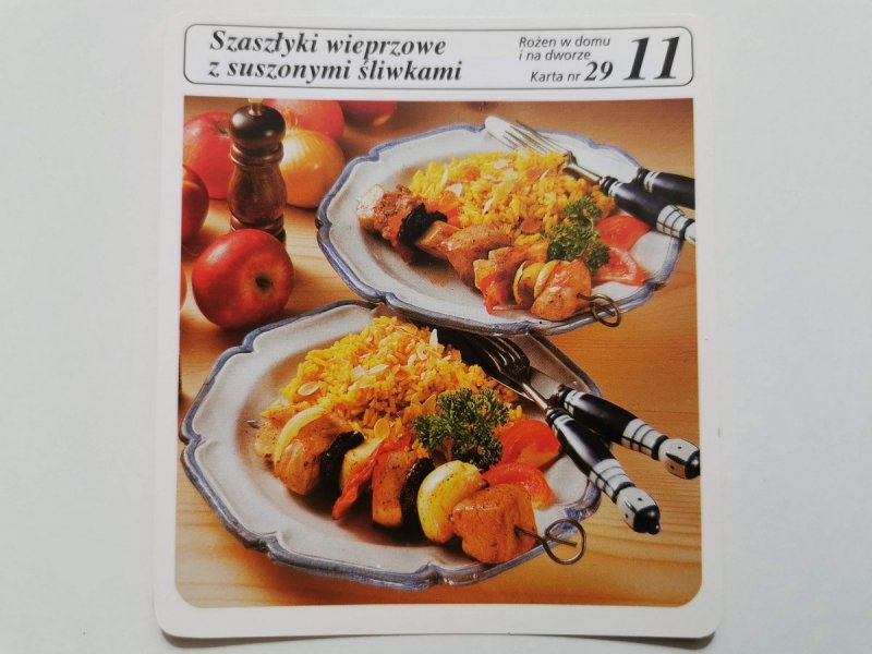 KARTA KULINARNA NR. 29 SZASZŁYKI WIEPRZOWE Z SUSZONYMI ŚLIWKAMI