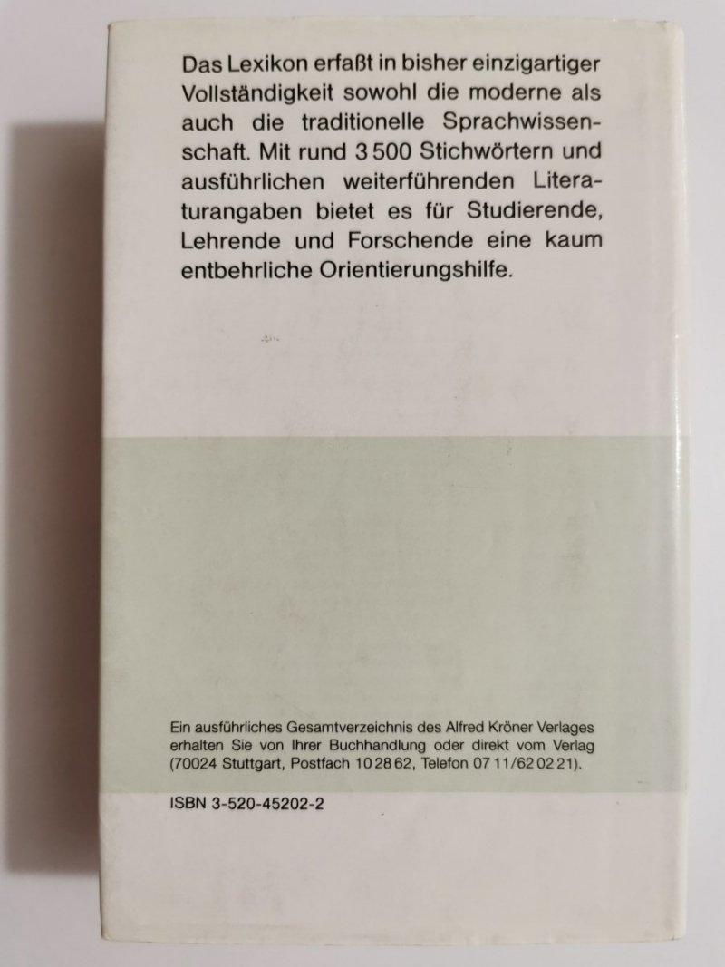 LEXIKON DER SPRACHWISSENSCHAFT - Hadumod Bussmann 1990