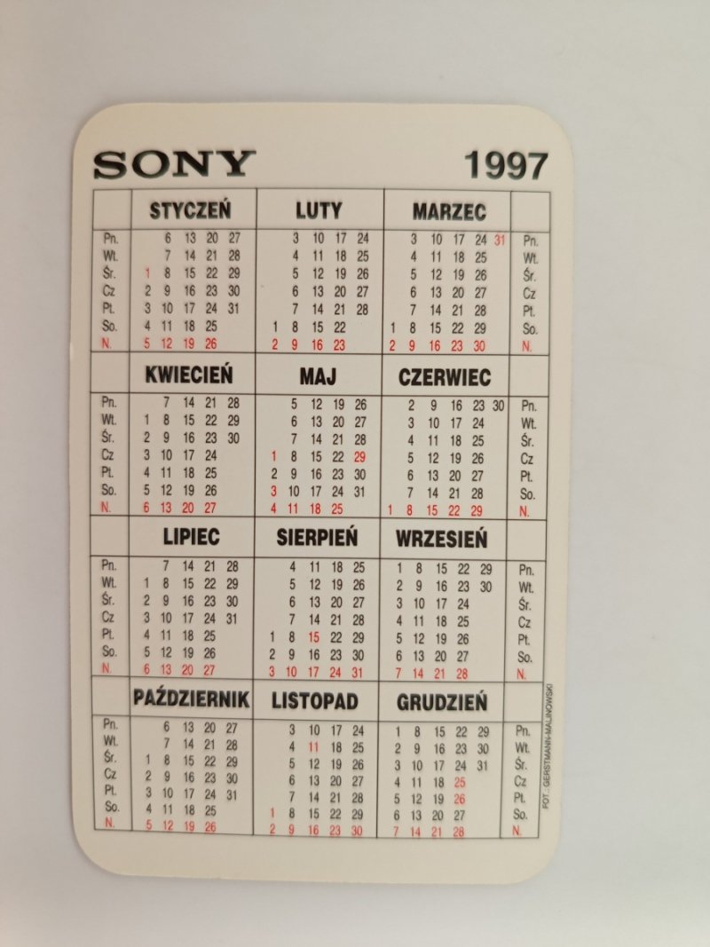 KALENDARZ 1997 SONY