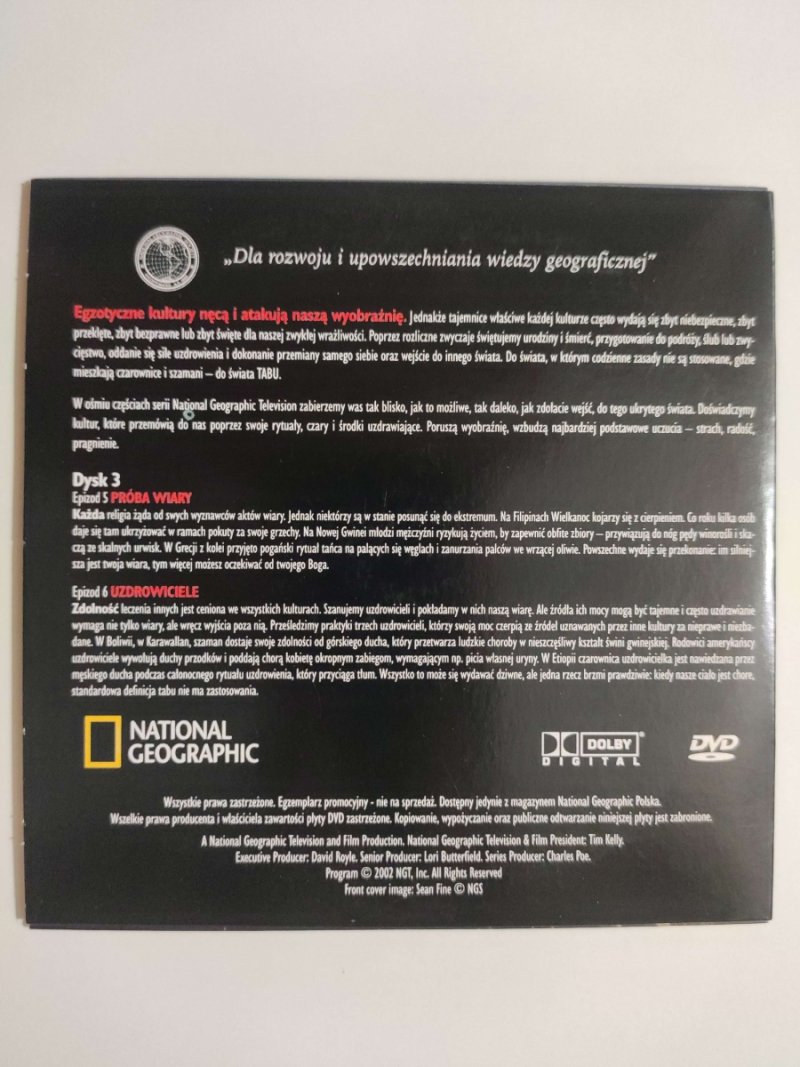 DVD. TABU. NATIONAL GEOGRAPHIC. CZĘŚĆ 3