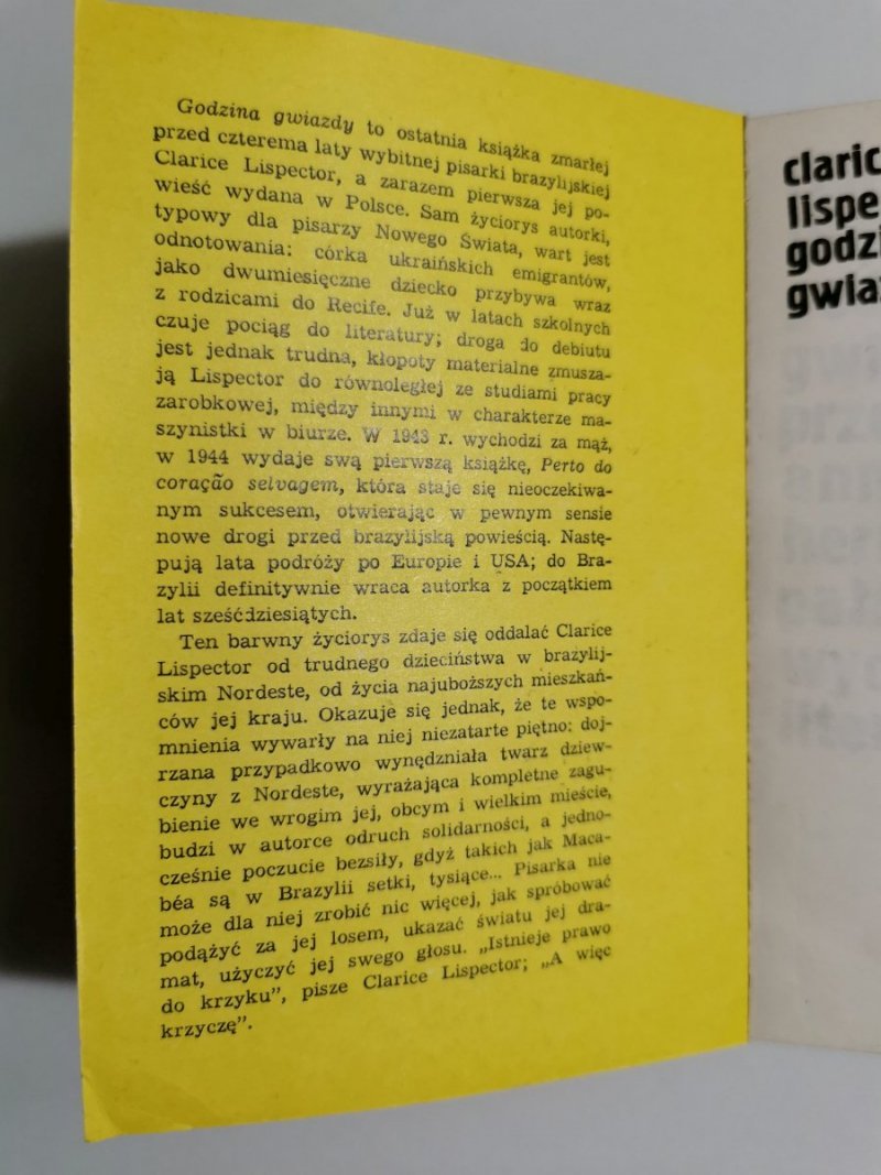 GODZINA GWIAZDY - Clarice Lispector 