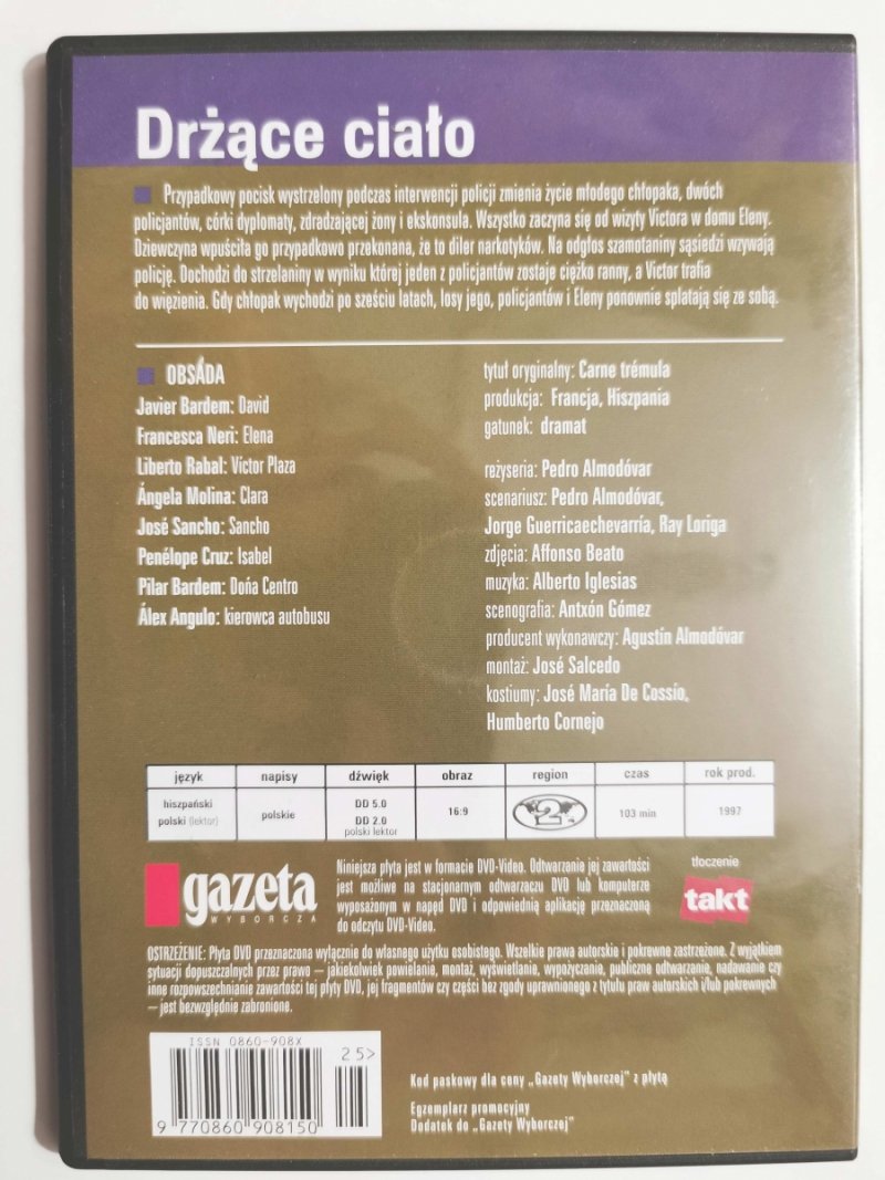 DVD. DRŻĄCE CIAŁO. REŻ. PEDRO ALMODÓVAR