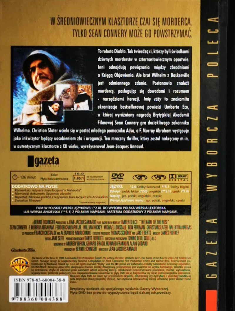 DVD. IMIĘ RÓŻY. SEAN CONNERY