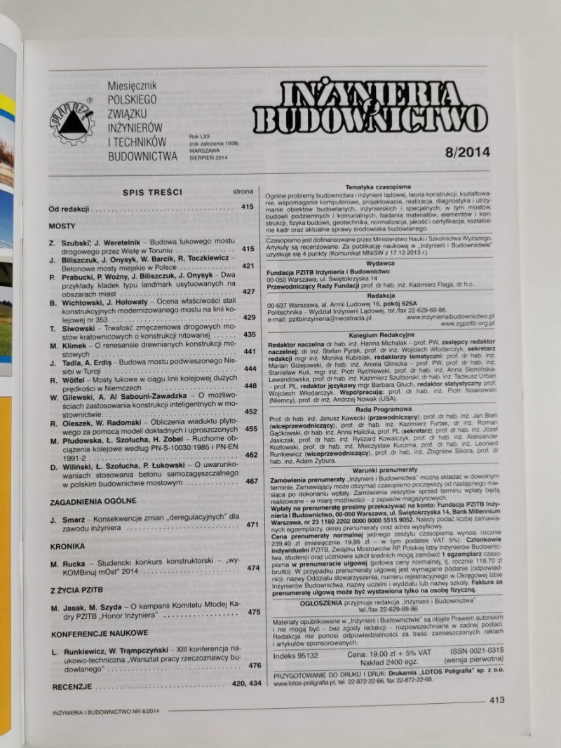 INŻYNIERIA I BUDOWNICTWO NR 8/2014