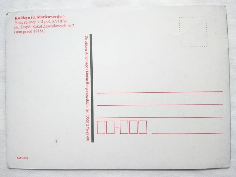KWIDZYN (D. MARIENWERDER) PAŁAC REJENCJI Z II POŁ. XVIII w.