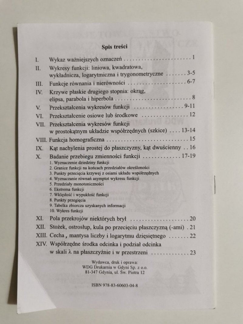 FUNKCJE WYKRESY PRZEKSZTAŁCENIA. ANEKS DO WZORY I DEFINICJE MATEMATYCZNE DLA UCZNIÓW 