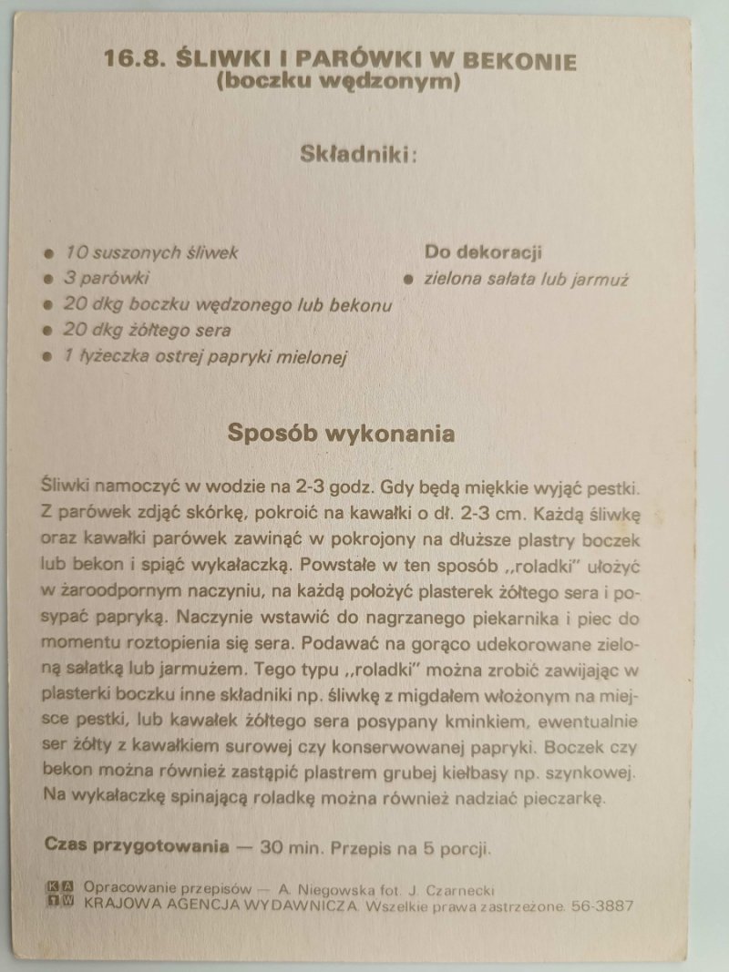 ŚLIWKI I PARÓWKI W BEKONIE