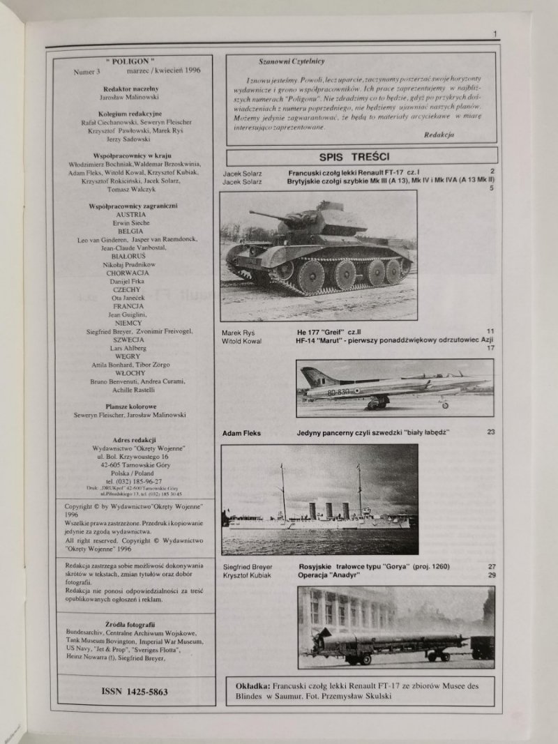 POLIGON NUMER 3 MARZEC/KWIECIEŃ 1996