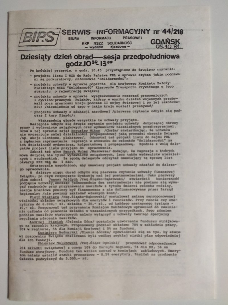BIPS NR 44/218 – 05.10.1981