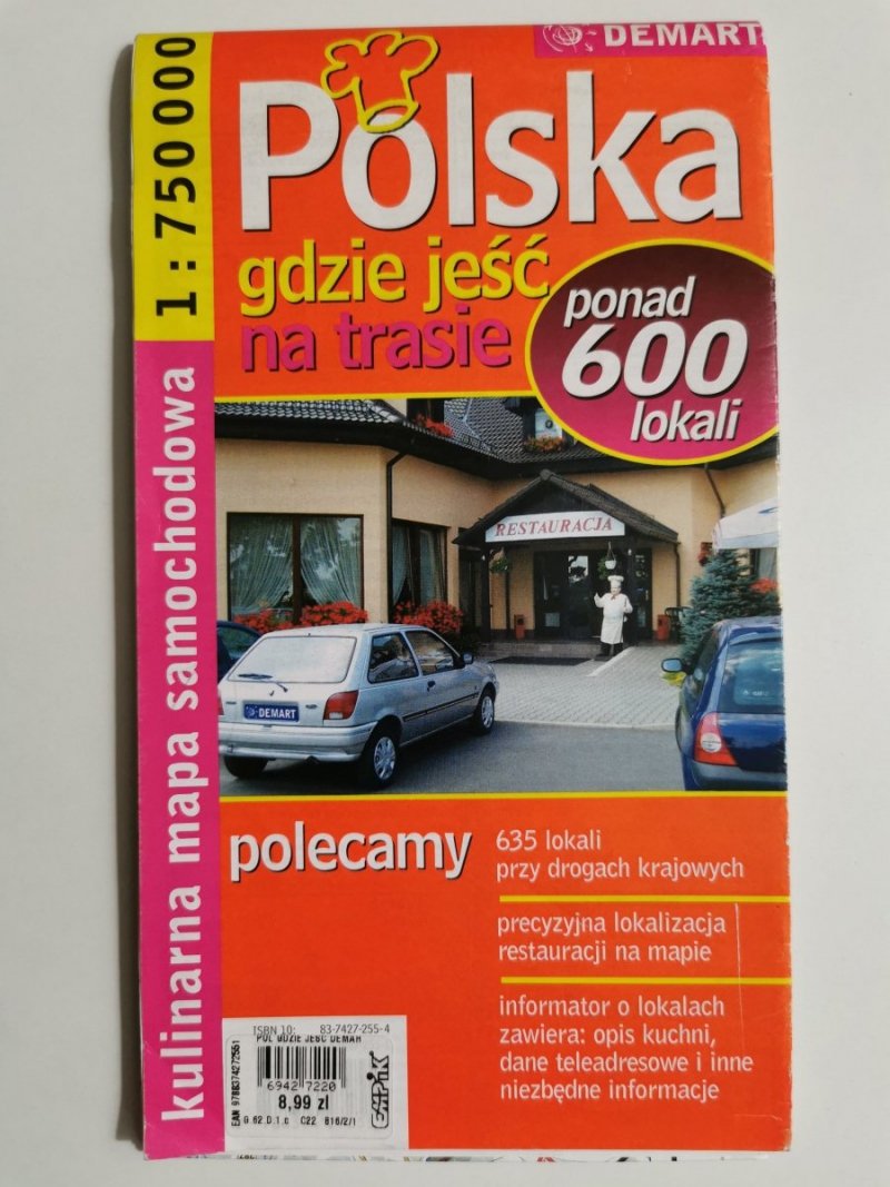 POLSKA GDZIE JEŚĆ NA TRASIE MAPA 1:750 000 