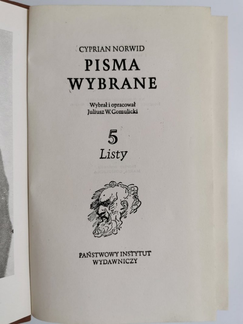 PISMA WYBRANE TOM 5 LISTY - Cyprian Norwid 1968