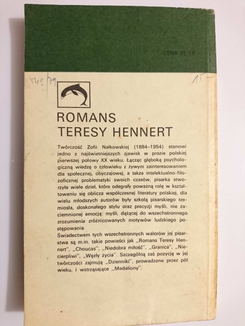 ROMANS TERESY HENNERT - Zofia Nałkowska 1974